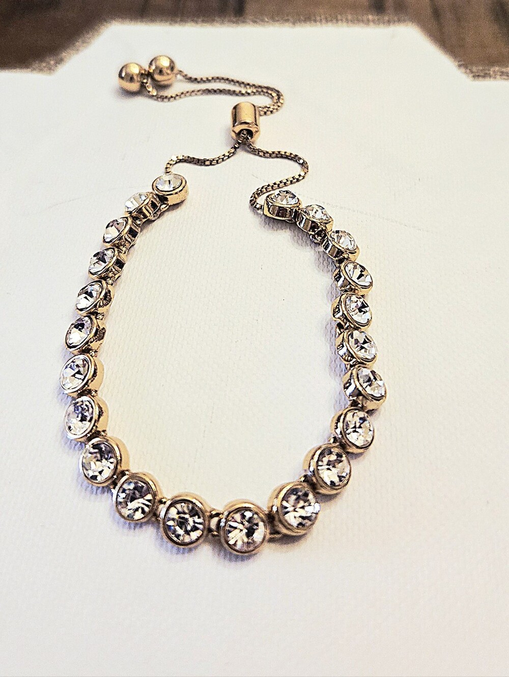 Premier Designs Clear Crystal Adjustable Bracelet - Gold